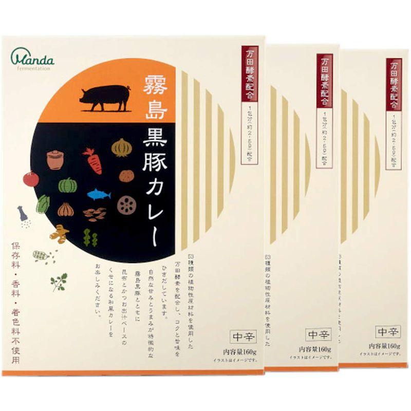 万田酵素 霧島黒豚カレー 中辛 160g×3個 万田酵素配合 レトルト ポークカレー 3食 セット