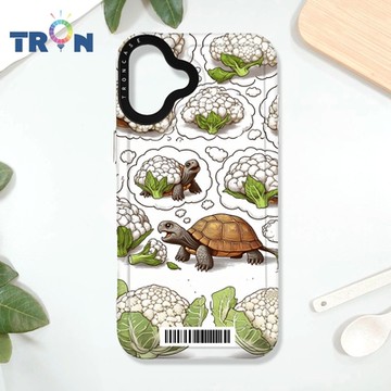 TRON iPhone 16 PLUS 烏龜與花椰菜系列 防摔太空載具殼 透白 軟硬 手機殼