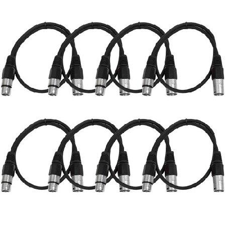 Seismic Audio SAXLX-3-8 Pack of 3' Black XLR Male to XLR Female Patch Cables Balanced Foot Patch Cords