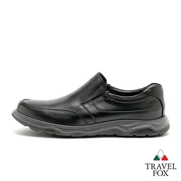 【TRAVEL FOX 旅狐】男鞋 輕量經典真皮魔鬼氈紳士鞋/上班鞋(923752-301 黑)
