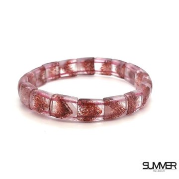 買1送2【SUMMER寶石】珍稀金草莓超七金字塔手排25.4g (9mm) 買就送插座鹽燈+電動攪拌咖啡杯