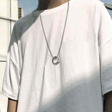 戒指吊墜項鍊🔥夏季學生百搭設計 簡約鎖骨鏈 不掉色日常項鏈 中性戒指造型吊墜 男女休閒頸鍊 男女造型吊墜長項鍊