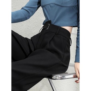 黑色西裝褲女春秋2026新款高腰垂感闊腿褲寬松直筒休閑加長拖地褲
