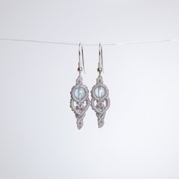 海藍寶 蠟線編織耳環