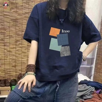 臺灣出貨//大尺碼上衣 短袖t恤女 上衣女 短袖上衣 寬鬆t100%純棉短袖女夏裝時尚潮流印花t恤休閒款百搭體恤上衣男女