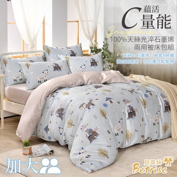 Betrise貪玩小狐狸 加大 C量能系列 100%奧地利天絲光淬石墨烯四件式兩用被床包組