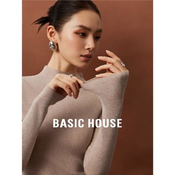 (免運)Basic House/百家好軟糯含羊毛半高領長袖針織衫女秋冬打底衫毛衣
