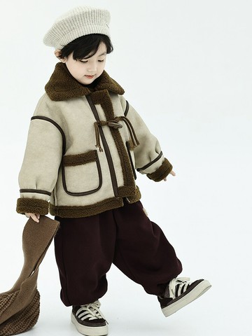 男童外套冬裝2024新款兒童裝寶寶加絨加厚潮保暖皮毛一體小童皮衣