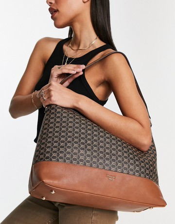 Dune monogram shoulder bag in tan-Brown