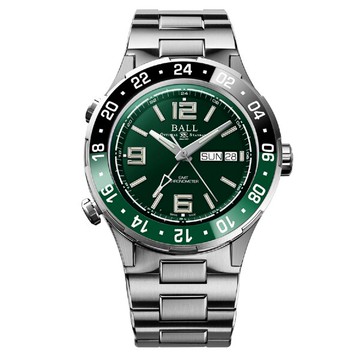 B3_ BALL波爾錶 】DG3030B-S2C-GR Roadmaster Marine GMT 氚氣燈管天文台認證機械錶/ 綠 40mm｜樂天全館特惠中★指定刷卡回饋10%