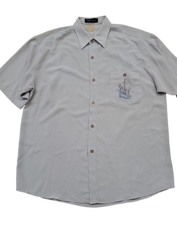 日本古著 雪紡 刺繡 圖騰款 莫蘭迪 紫色 微透視 短襯 XL號