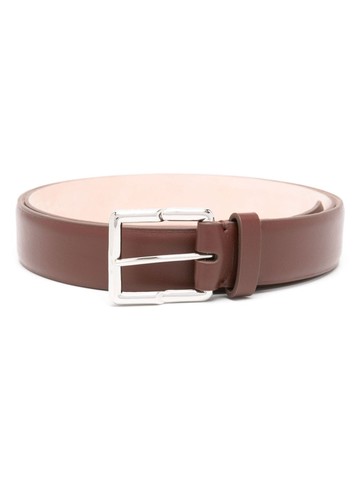 Lanvin - engraved-buckle leather belt - men - Calf Leather - 100 - Brown