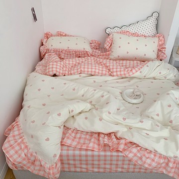 ins公主風四件套純棉春夏款100全棉被套床單床上三件套仙女生裸睡