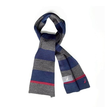 美國百分百【全新真品】Nautica 圍巾 披肩 冬季 針織 帆船 小logo 雙色 深藍 E556