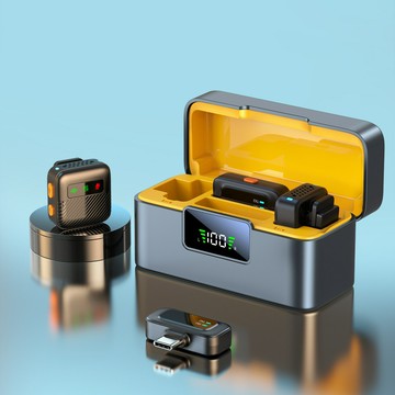 麥克風 電容麥克風 錄音直播專業 新款私模領夾麥克風B18智能降噪數顯充電倉磁吸迷你收音話筒