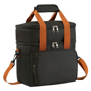 BRIVILAS 雙層大容量保溫保冷野餐袋  27 x 18 x 29cm  黑色  1個