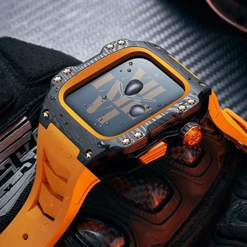 免運【可開票】🔥SVJ防摔AppleWatch改裝全包高檔錶殼iwatchs876蘋果纖維紋保護殼