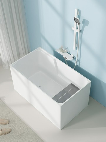 【快速出貨】 免運 可開發票 亞克力家用小戶型迷你深泡浴缸多功能座板簡約方形獨立浴室泡澡盆~優樂悅