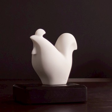 CHU,AN Design｜興業雞-十二生肖造型石雕紙鎮-白