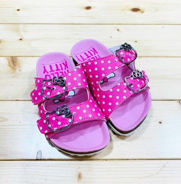 【震撼精品百貨】Hello Kitty 凱蒂貓~台灣製Hello kitty正版兒童勃肯拖鞋-點點桃(15~22號)*16841