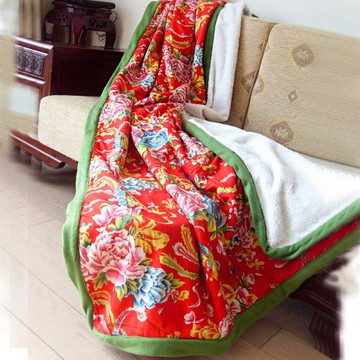 秋冬加厚保暖羊羔絨毯子毛毯空調被午睡毯全棉印花薄被子婚慶用品