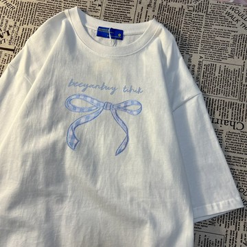 一定要試試！短袖 白色上衣  蝴蝶結上衣 甜美上衣 顯瘦上衣 韓系短袖 韓版上衣 甜美穿搭 可愛風衣服 休閒上衣
