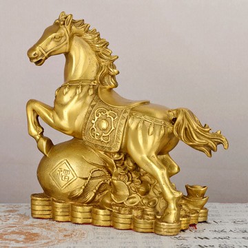 卓弘 銅生肖馬銅馬擺件辦公桌客廳聚寶盆金錢馬到成功擺件
