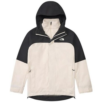 The North Face 北面 三合一連帽外套 男裝 防水 抓絨外套 米黑 NF0A89ZPROU