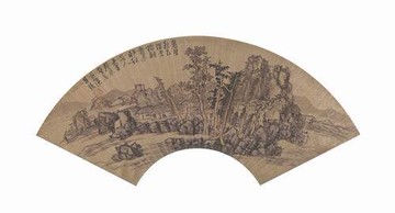 仿古畫 復制 絹本 畫心 明清山水扇面9 25-53厘米 裝飾掛畫心