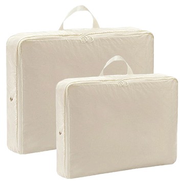 好物良品 可水洗立體外套衣物壓縮收納袋 小款+大款  小款30 x 40 x 12cm + 大款30 x 40 x 18cm  米白色