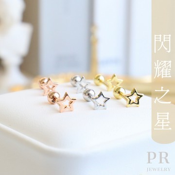 現貨 316L鈦鋼氣質小星星耳釘耳環(單隻價) 細針 耳骨環 鋼耳釘 耳骨針 鋼針 耳針 PR飾品