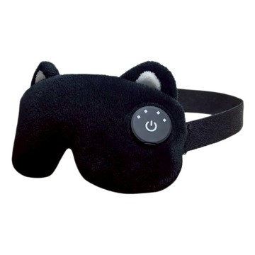 無線調溫熱敷眼罩 聲音提示 循環充電  黑貓 黑色