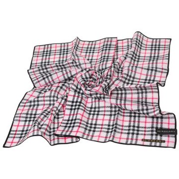 BURBERRY 經典格紋字母圖騰LOGO棉質大帕領巾(粉白色/58CM)
