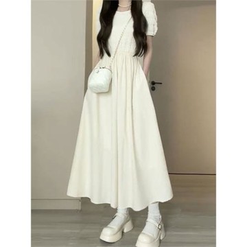 高個子女生連衣裙子夏季小眾設計高級感收腰法式初戀氣質長裙腳踝