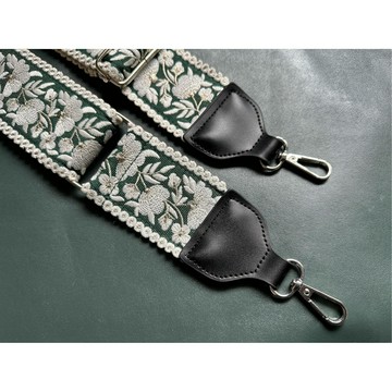 UNIKSTRAP原創手作墨綠底重工刺繡通用包包背帶加寬 斜跨肩帶