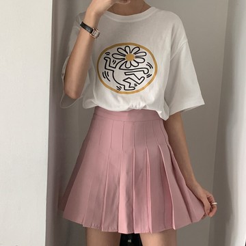 韓版學院風女團款超夯顯瘦高腰百褶短裙cntop
