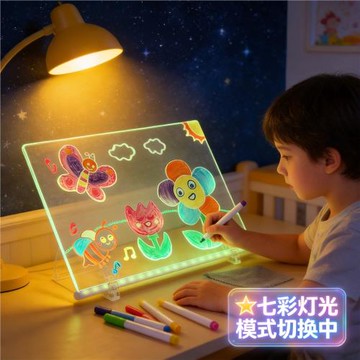 跨境可擦diy兒童畫板發光益智玩具寫字涂鴉板萬圣節擺件七彩燈光