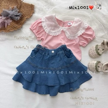 🌈✨mix1001百搭層次蛋糕牛仔裙✨兒童牛仔裙5-17