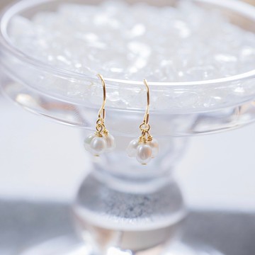 天然淡水珍珠925純銀鍍金果實耳環