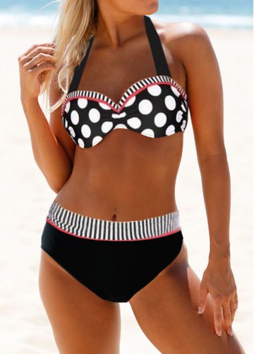 Strappy Back High Waist Bikini Set