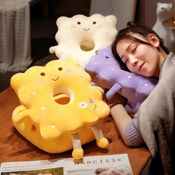 可愛卡通冰絲午睡枕辦公室趴睡枕小學生兒童趴趴午休毯子餅干枕頭