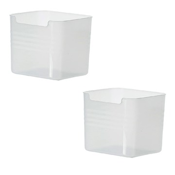 小麥購物 雙開口冰箱側門收納盒  半透明色  9.5 x 7.5 x 9.5cm  2個