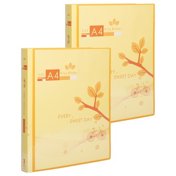 Lan CHYn 連勤牌文具 pp 三孔圓型夾附封面 A4  黃色  2入