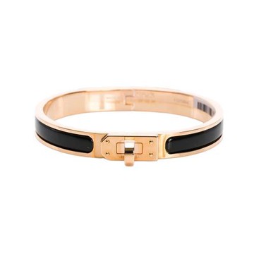 Hermes Mini Clic Kelly窄版琺瑯手環(黑金)(PM) (H200004F 01)