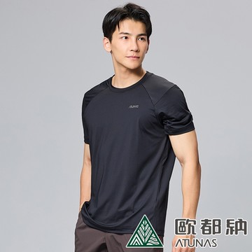 【ATUNAS 歐都納】男款POLARTEC POWER STRETCH短袖T恤A2TS2324M黑/吸濕排汗/防曬透氣/抗臭快乾/休閒旅遊/登山健行