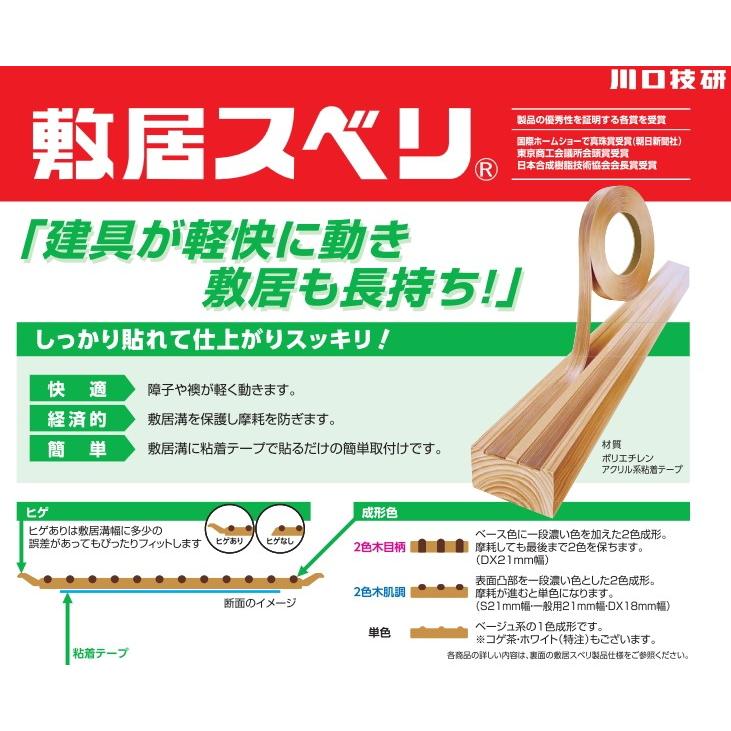 川口技研 敷居スベリ 業務用 長尺スベリ S型 幅21mmx長200mx厚1mm 2色木肌調 敷居すべりテープ 通販 LINEポイント最大GET  LINEショッピング