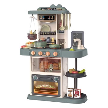 KiKimmy 聲光噴霧廚房玩具43件組 仿真煮飯體驗 聲光效果逼真 噴霧蒸氣設計 可拆卸廚台  莫蘭迪綠  72 x 52.5 x 23.5cm  1盒