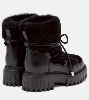 Hogan Shearling-trimmed leather snow boots