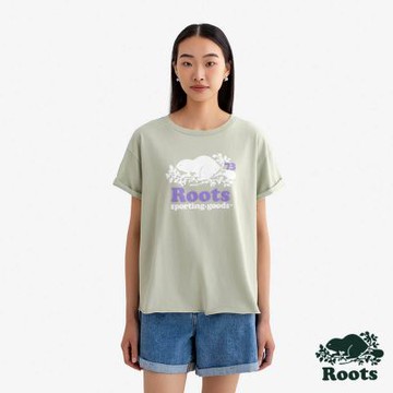 Roots女裝- BEAVER 短袖上衣-綠色