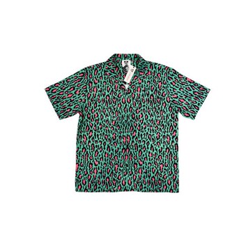 美式復古小眾設計感經典豹紋滿印短袖襯衫男女炸街痞帥情侶襯衣夏